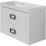 Тумба с раковиной LA FENICE Cubo TWIN Bianco белая матовая 100 ручка черная-фото1