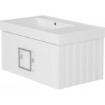 Тумба с L раковиной LA FENICE Cubo Bianco белая матовая 90 ручка хром-фото1
