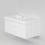 Тумба с L раковиной LA FENICE Cubo Bianco белая матовая 90 ручка белая-фото4