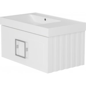 Тумба с L раковиной LA FENICE Cubo Bianco белая матовая 90 ручка белая-фото1