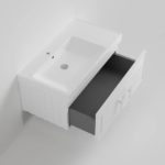 Тумба с L раковиной LA FENICE Cubo Bianco белая матовая 90 ручка белая-фото5