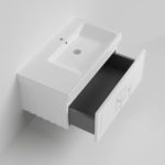Тумба с R раковиной LA FENICE Cubo Bianco белая матовая 90 ручка белая-фото5