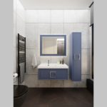 Тумба с L раковиной LA FENICE Cubo Blu Grigio синяя матовая 90 ручка хром-фото11