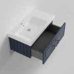 Тумба с L раковиной LA FENICE Cubo Blu Grigio синяя матовая 90 ручка хром-фото5