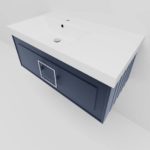 Тумба с L раковиной LA FENICE Cubo Blu Grigio синяя матовая 90 ручка хром-фото6
