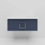 Тумба с L раковиной LA FENICE Cubo Blu Grigio синяя матовая 90 ручка хром-фото7