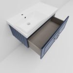 Тумба с L раковиной LA FENICE Cubo Blu Grigio синяя матовая 90 ручка хром-фото8