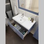 Тумба с L раковиной LA FENICE Cubo Blu Grigio синяя матовая 90 ручка хром-фото9