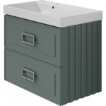 Тумба с раковиной LA FENICE Cubo TWIN Grigio серо-зеленая матовая 100 ручка хром-фото1