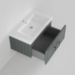 Тумба с раковиной LA FENICE Cubo Grigio серо-зеленая матовая 80 ручка хром-фото5