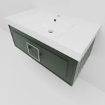 Тумба с раковиной LA FENICE Cubo Grigio серо-зеленая матовая 80 ручка хром-фото6