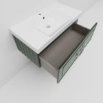 Тумба с раковиной LA FENICE Cubo Grigio серо-зеленая матовая 80 ручка хром-фото8