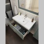 Тумба с раковиной LA FENICE Cubo Grigio серо-зеленая матовая 80 ручка хром-фото9
