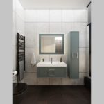 Тумба с раковиной LA FENICE Cubo Grigio серо-зеленая матовая 80 ручка хром-фото10