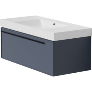 Тумба с R раковиной LA FENICE Elba Blu Grigio синяя матовая 90-фото1