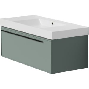 Тумба с раковиной LA FENICE Elba Grigio серо-зеленая матовая 80-фото1