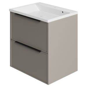 Тумба с раковиной LA FENICE SIMPLA TWIN Cappuccino бежевая матовая 80-фото1