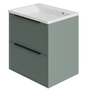 Тумба с раковиной LA FENICE SIMPLA TWIN Grigio серо-зеленая матовая 100-фото1