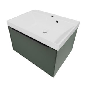 Тумба с раковиной LA FENICE SIMPLA Grigio серо-зеленая матовая 80-фото1
