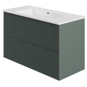 Тумба с раковиной LA FENICE TERRA TWIN Grigio серо-зеленая матовая 80-фото1