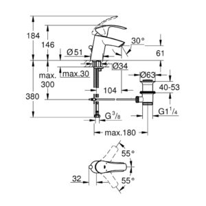 Набор смесителей для ванны Grohe Eurosmart 124446 хром-фото2