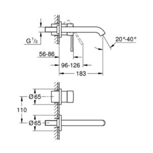 Смеситель для раковины на два отверстия M-Size GROHE Essence 19408GN1 холодный рассвет матовый-фото2