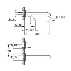 Смеситель для раковины на два отверстия L-Size GROHE Essence 19967GN1 холодный рассвет матовый-фото2