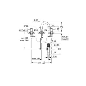Смеситель для раковины на 3 отверстия Grohe BauClassic 20470000 хром-фото2