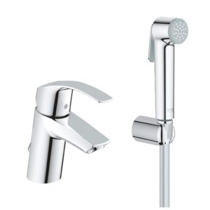 Смеситель для раковины с гигиеническим душем Grohe Eurosmart 23124002 хром-фото1