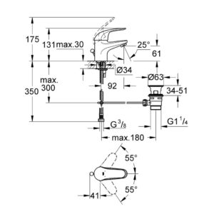 Смеситель для раковины однорычажный Grohe Euroeco 23262000 хром-фото2