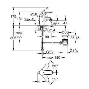 Смеситель для биде однорычажный Grohe Euroeco 23263000 хром-фото2