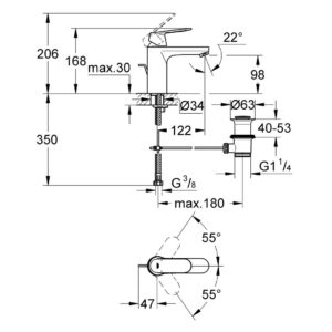 Смеситель для раковины однорычажный Grohe Eurosmart Cosmopolitan 23325000 хром-фото2