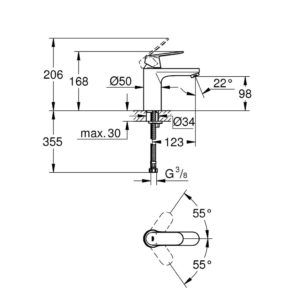 Смеситель для раковины однорычажный Grohe Eurosmart Cosmopolitan 23327KW0 чёрный гранит-фото2