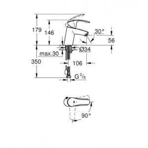 Смеситель для раковины однорычажный Grohe Eurosmart New 23372002 хром-фото2