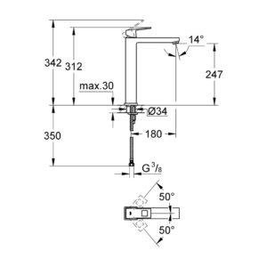 Смеситель для раковины однорычажный Grohe Eurocube 23406000 хром-фото2