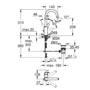 Смеситель для раковины Grohe BauFlow 23753000 хром-фото2