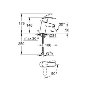 Смеситель для раковины Grohe Eurosmart 32154002 хром-фото2