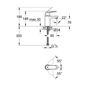 Смеситель для раковины однорычажный Grohe Eurosmart Cosmopolitan 32824000 хром-фото2