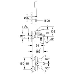 Смеситель для ванны с душевым набором Grohe Eurosmart Cosmopolitan 32832000 хром-фото2