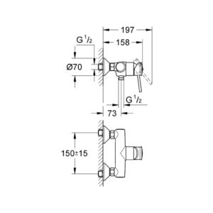 Смеситель для душа однорычажный Grohe BauClassic 32867000 хром-фото2