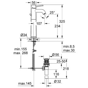 Смеситель для раковины однорычажный Grohe BauClassic 32868000 хром-фото2