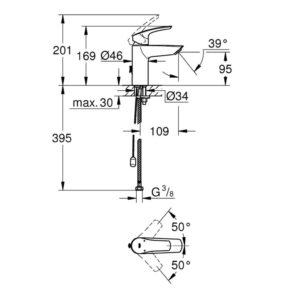 Смеситель для раковины однорычажный Grohe Eurosmart New 33188003 хром-фото2