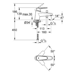 Смеситель для ванны Grohe Eurodisc Cosmopolitan 33192002 хром-фото2