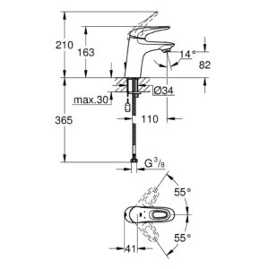 Смеситель для раковины однорычажный Grohe Eurostyle New 33557003 хром-фото2