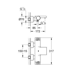 Смеситель для ванны термостатический Grohe Grohtherm 2000 New 34174001 хром-фото2