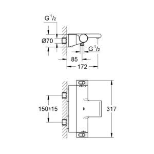 Термостатический смеситель для ванны Grohe Grohtherm 2000 34464001 хром-фото2