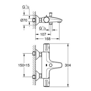 Термостат для ванны DN 15 GROHE Grohtherm 800 34567000 хром-фото2