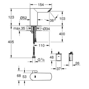Смеситель инфракрасный для раковины Grohe Bau Cosmopolitan E 36451000 хром-фото2
