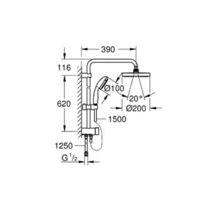 Душевая система Grohe New Tempesta со смесителем 124410 хром-фото2