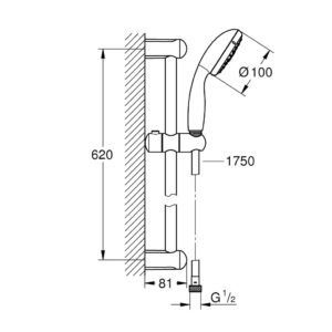 Душевой гарнитур Grohe Tempesta New III штанга 600 мм 27794001 хром-фото2